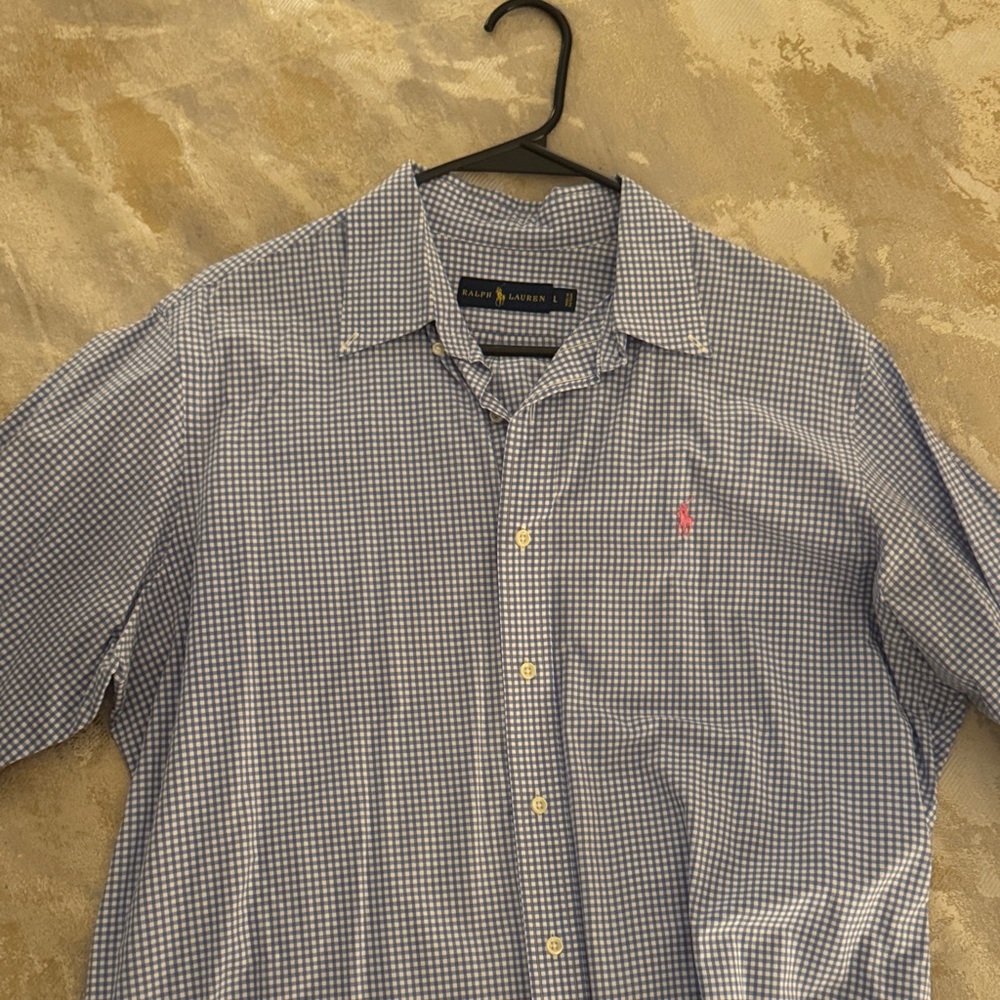 Polo by Ralph Lauren Blue and White Gingham Men's Shirt